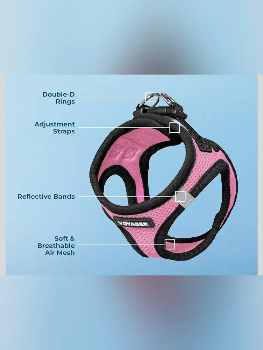 🍎 Nwt Voyager Pink Soft Air Mesh Step-In Pet Harness Cat Dog Size Large
